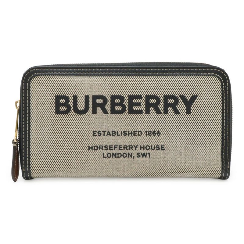 Burberry Elmore Canvas Leather Zip Wallet